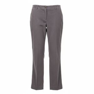 J. McLaughlin SZ 10 Preppy Casual Gray Straight Leg Pants Flat Front Split Hem